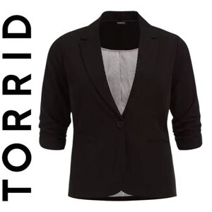 Torrid City Twill Classic Fit Lined Blazer Black Plus Size 3X